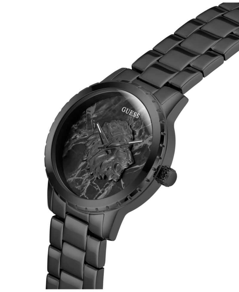 Men's Quartz Black Stainless Steel Watch 44mm
