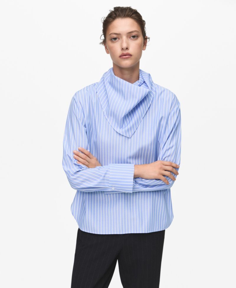 Women's Handkerchief Detail Striped Blouse