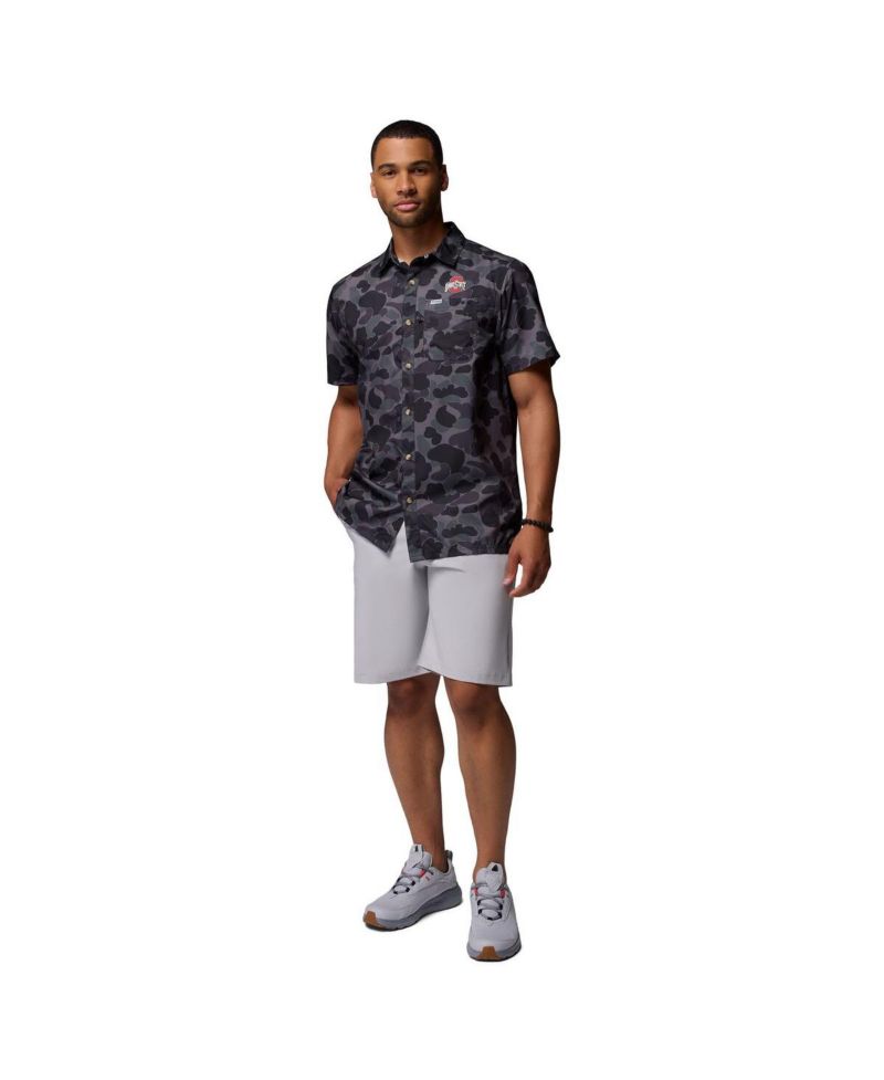 Men's Black Ohio State Buckeyes Super Slack Tide Omni-Wick Button-Up Shirt