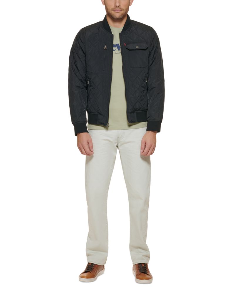 Men's Regular-Fit Diamond-Quilted Bomber Jacket