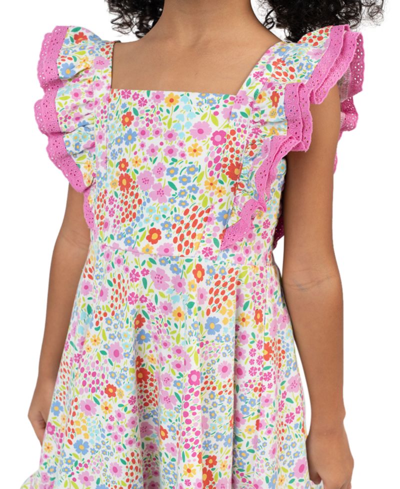 Girls' 2T-6X Knit Print Square Neck Dress