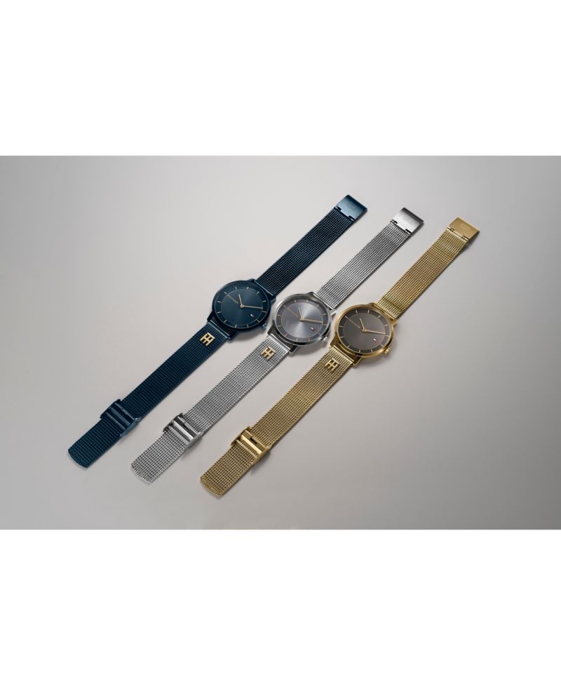 Women's Quartz Ionic Plated Blue Stainless Steel and Gold-Tone Steel Mesh Bracelet Watch 35mm