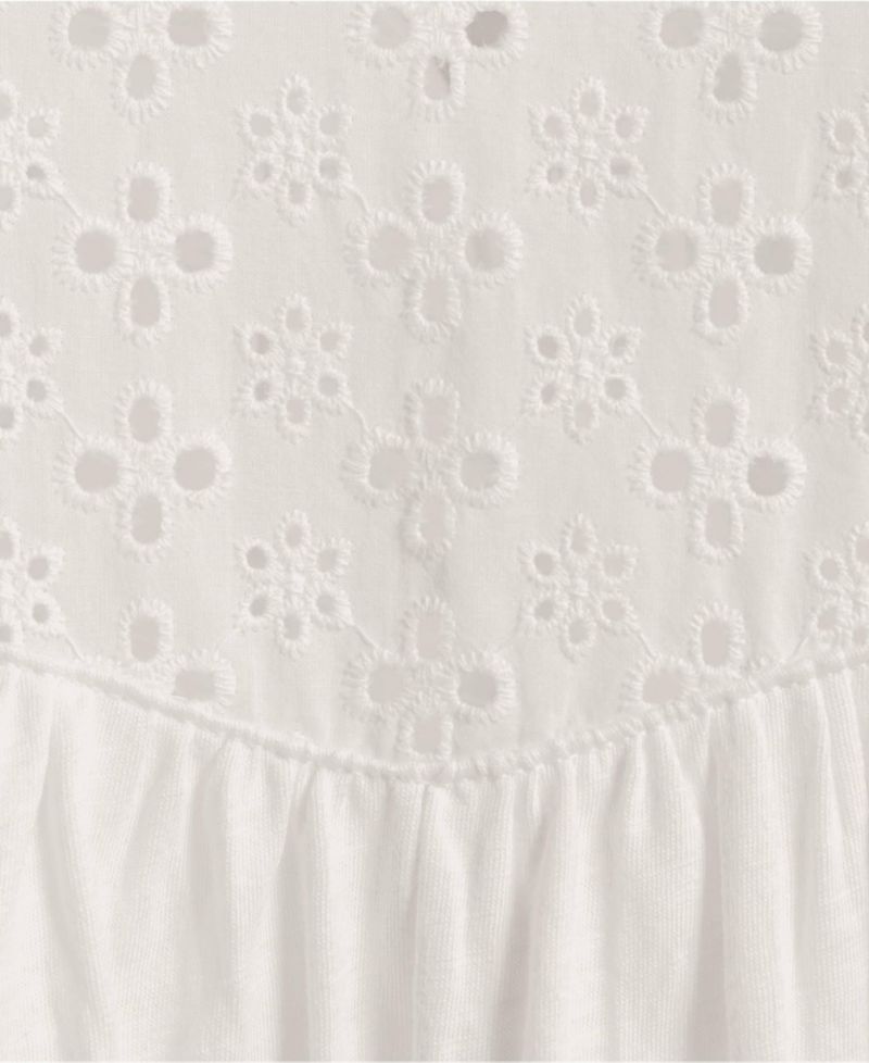 Plus Size 3/4 Sleeve Eyelet Mix Flowy Top