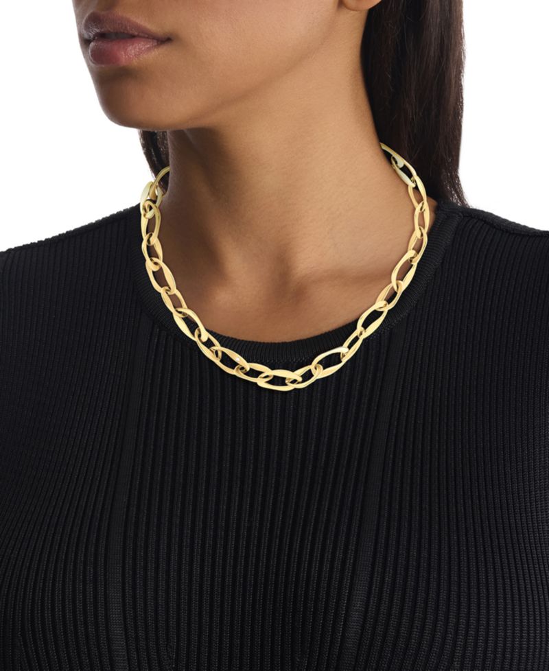 Pav&eacute; Sculpted Link Collar Necklace, 16-7/8" + 2" extender