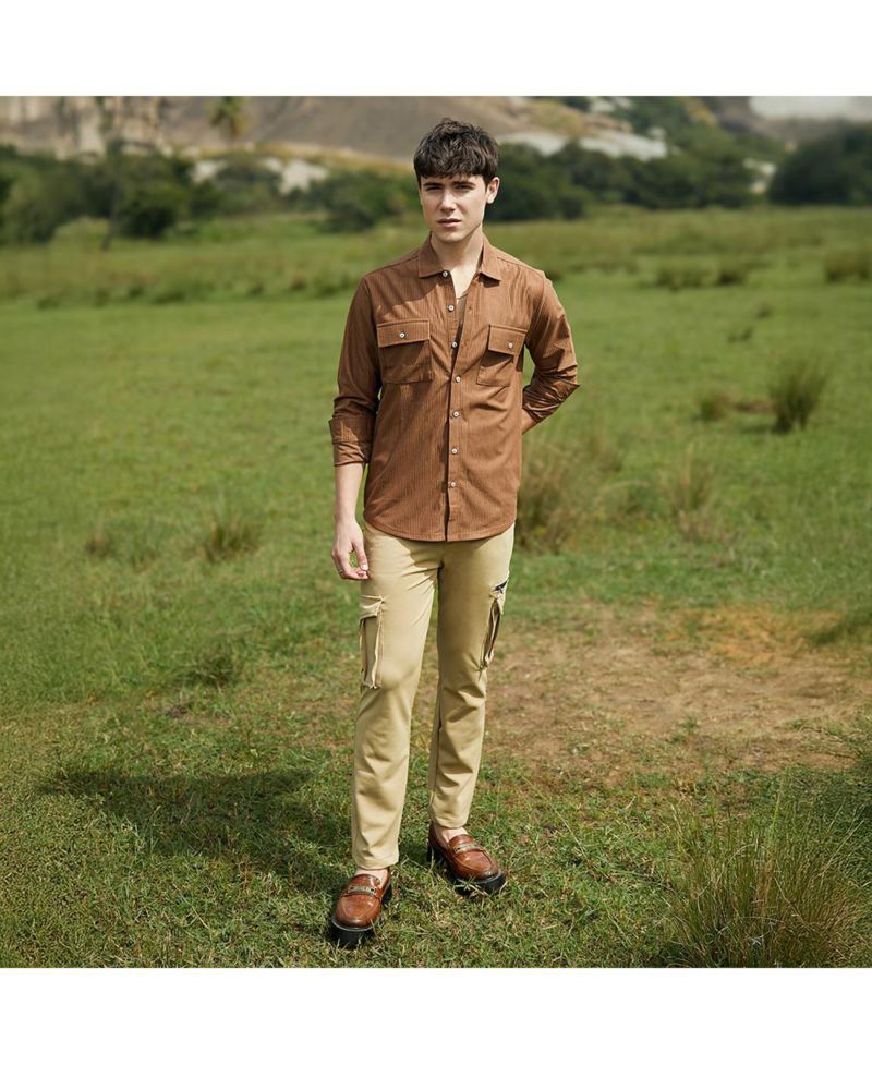 Men's Solid Ribbed Utility Shirt