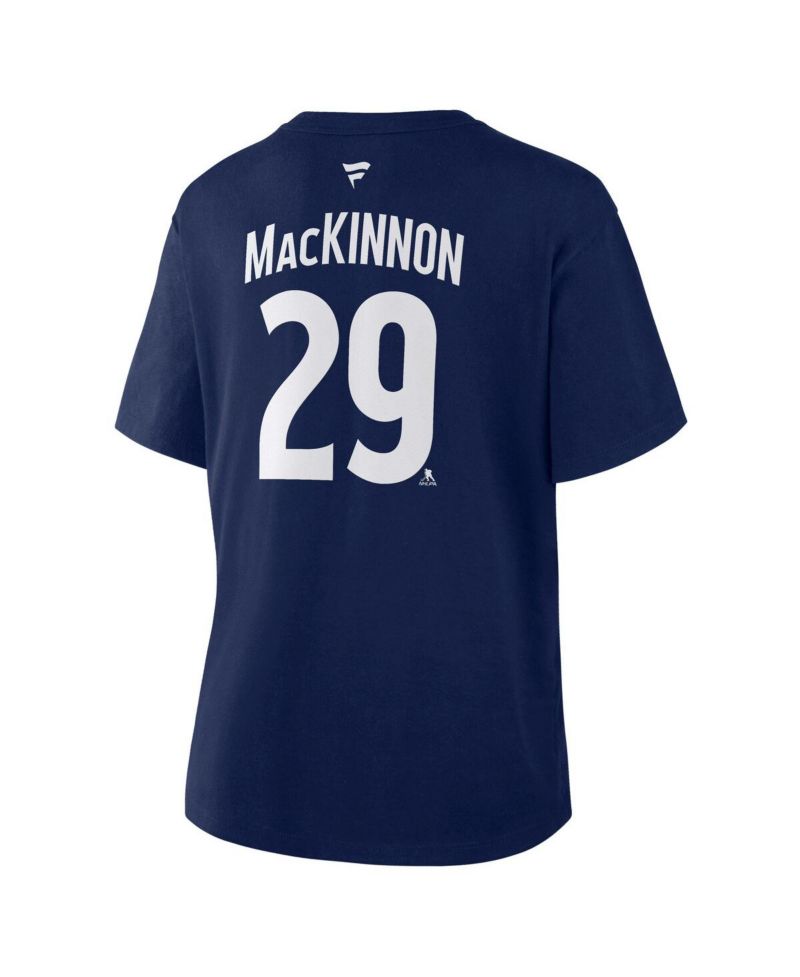 Women's Nathan MacKinnon Athletic Navy Colorado Avalanche Authentic Stack Name & Number T-Shirt
