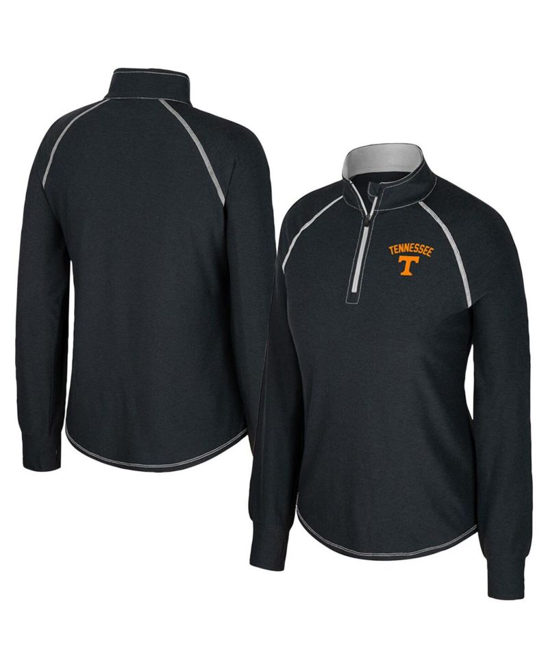 Women's Black Tennessee Volunteers Bikram Raglan Quarter-Zip Sweatshirt