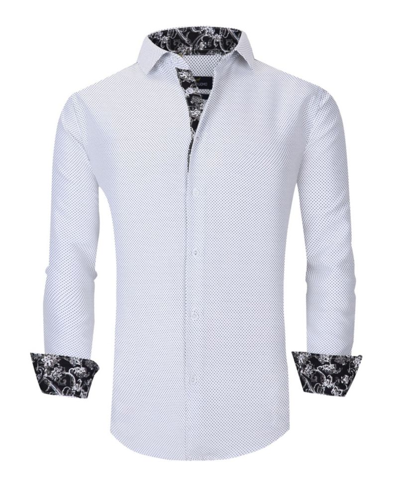 Men's Slim Fit Business Nautical Button Down Dress Shirt