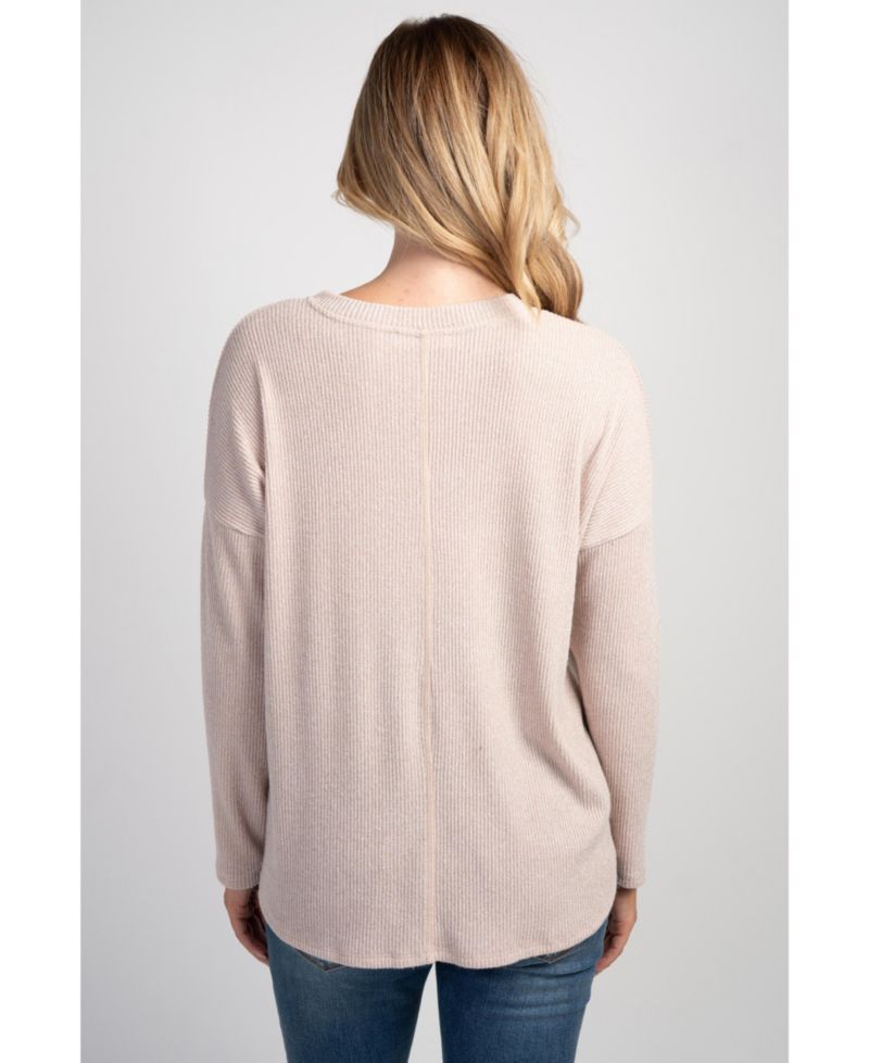 Maternity Crewneck Long-Sleeve Relaxed-Fit Sweater