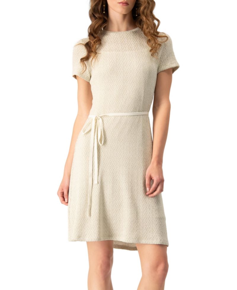 Women's Short Sleeve Textured Knit A-Line Dress