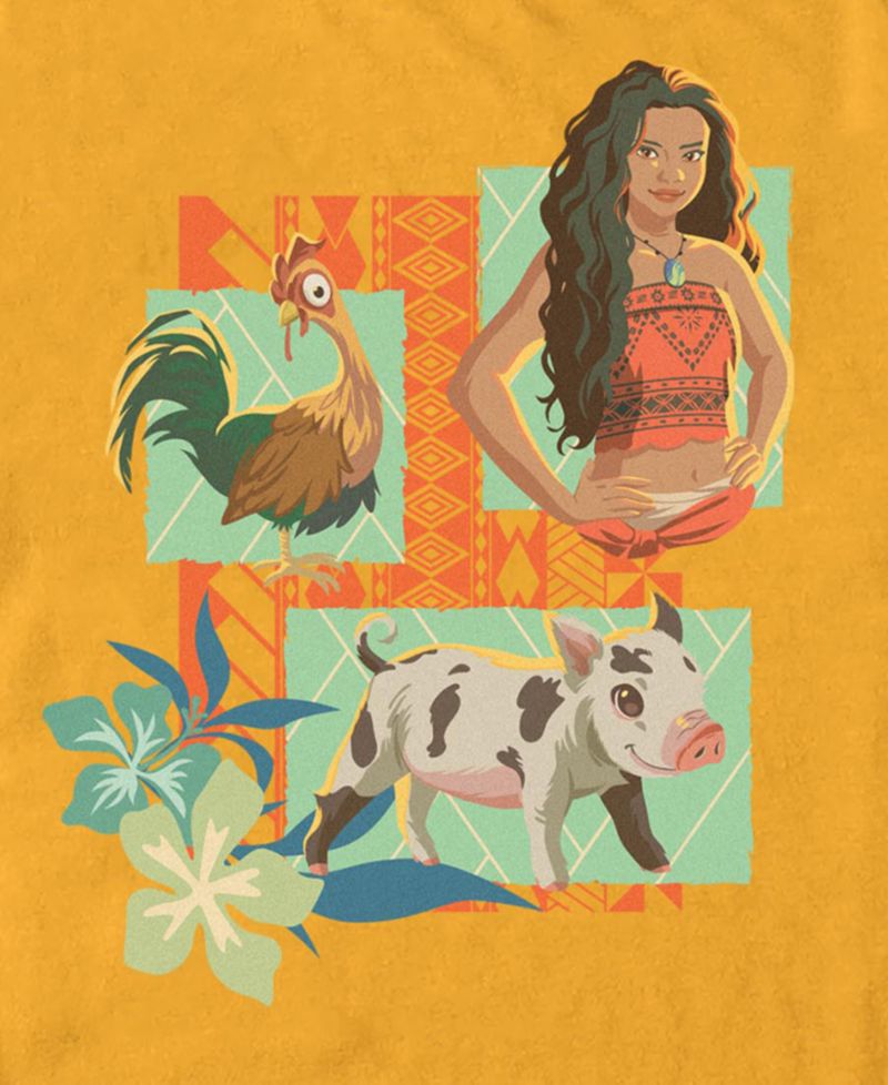Men's Moana Live Action Moana, Pua and Heihei Graphic T-Shirt