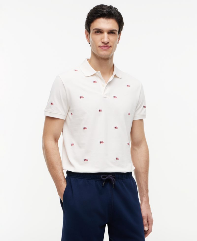 Men's Embroidered Flag Polo Shirt