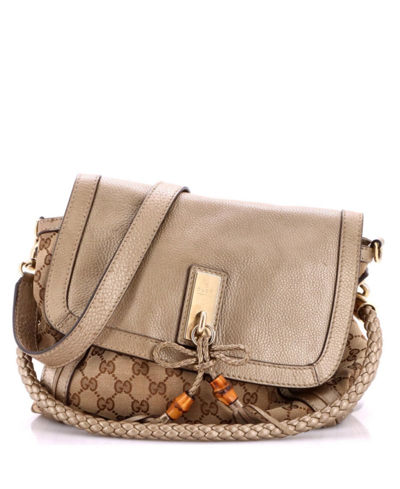Medium Bella Flap Shoulder Bag GG Canvas with Leather
