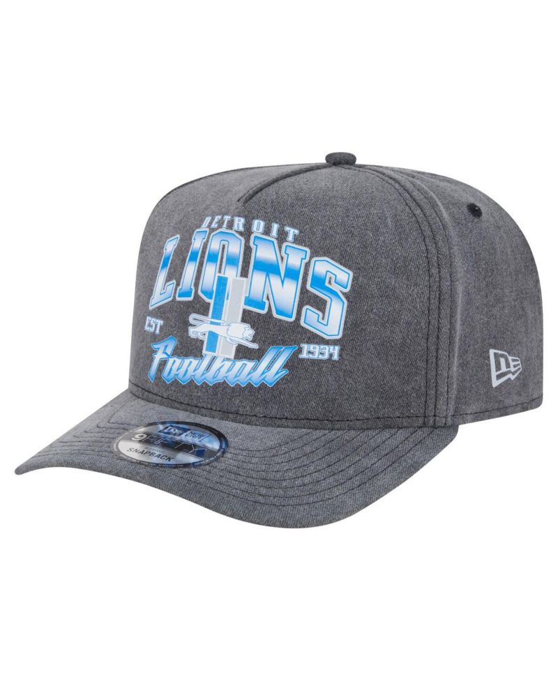Men's Black Detroit Lions Throwback Washed A-Frame 9FIFTY Snapback Hat