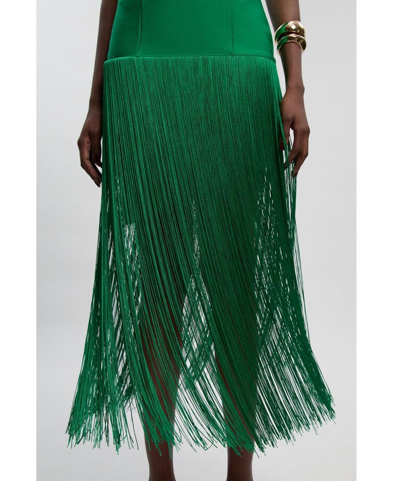 Women's Form Fit Bandage Tassel Hem Mini Dress