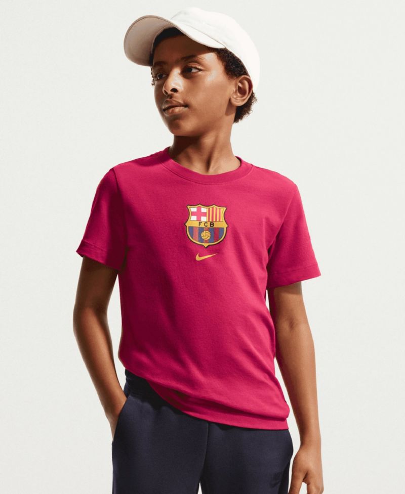 Big Boys and Girls Red Barcelona Crest T-Shirt