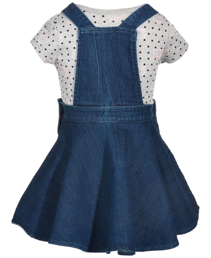 Girls' 4-6X Short-Sleeve T-Shirt and Denim Dress, 2-Piece Set
