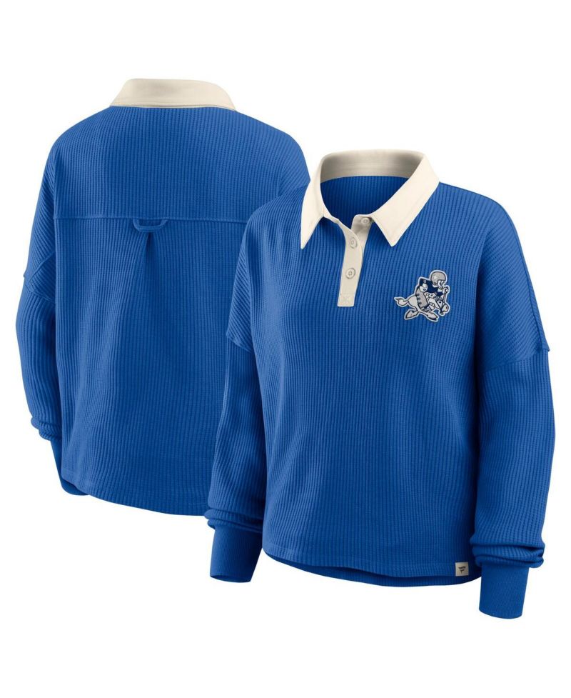 Women's Royal Dallas Cowboys Oversized Hometown Premium Thermal Long Sleeve T-Shirt