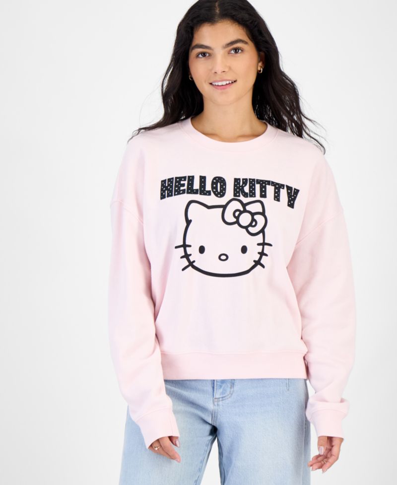Juniors' Hello Kitty Polka Appliqu&eacute; Fleece Sweatshirt