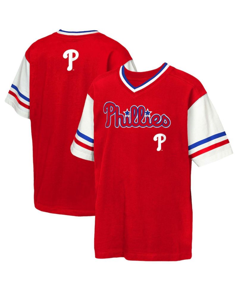Big Boys and Girls Red Philadelphia Phillies Big League Base Runner Ringer T-Shirt