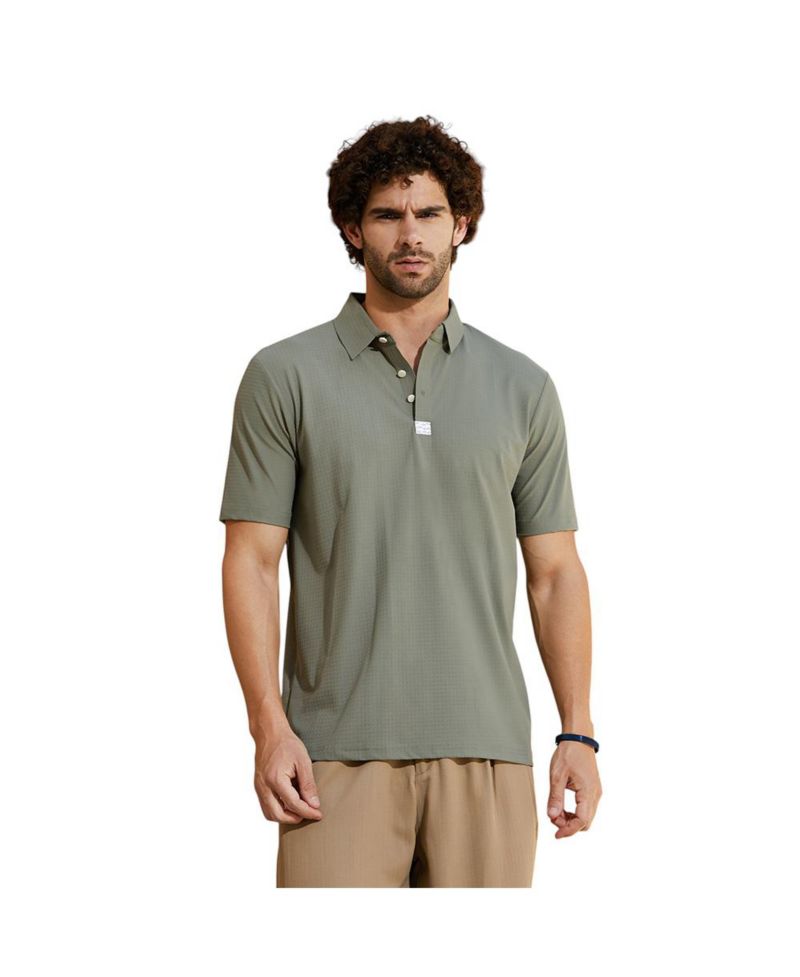 Men's Olive Green Seamless Cuboid Polo T-Shirt