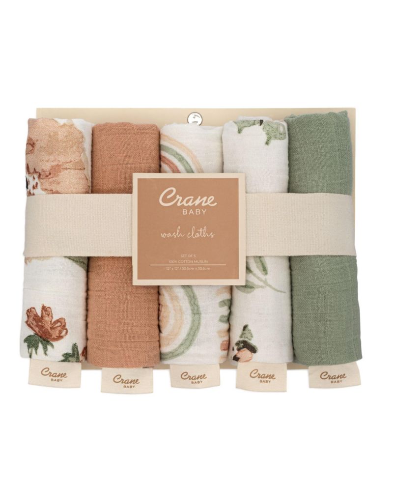 Infants Parker Pink Floral Wash Cloth, 5-Pc. Set
