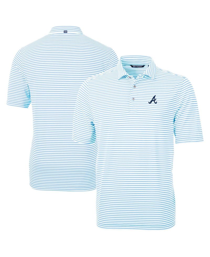 Men's Powder Blue Atlanta Braves Virtue Eco Pique Stripe Polo Shirt
