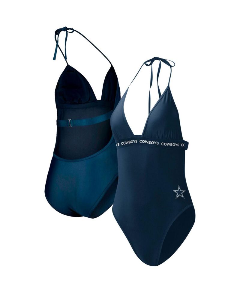 Women's Navy Dallas Cowboys Full Count One-Piece Swimsuit
