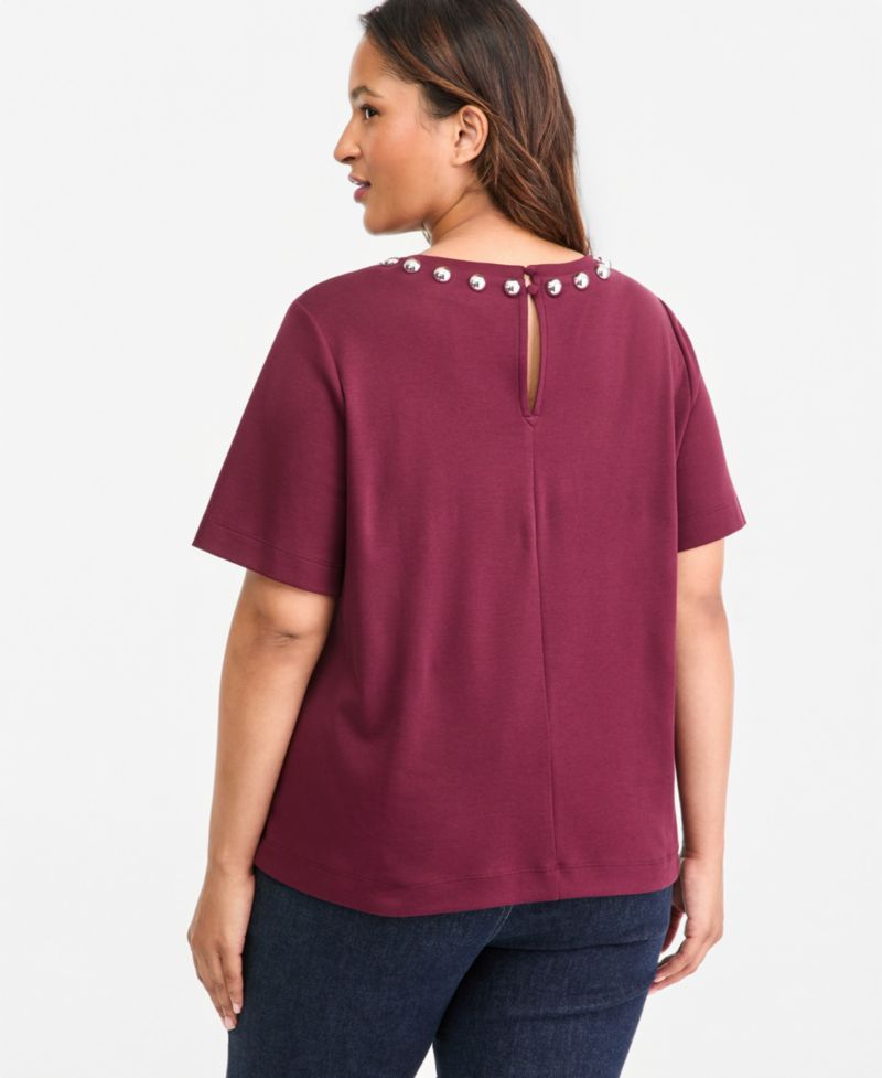 Plus Size Embellished Boxy T-Shirt