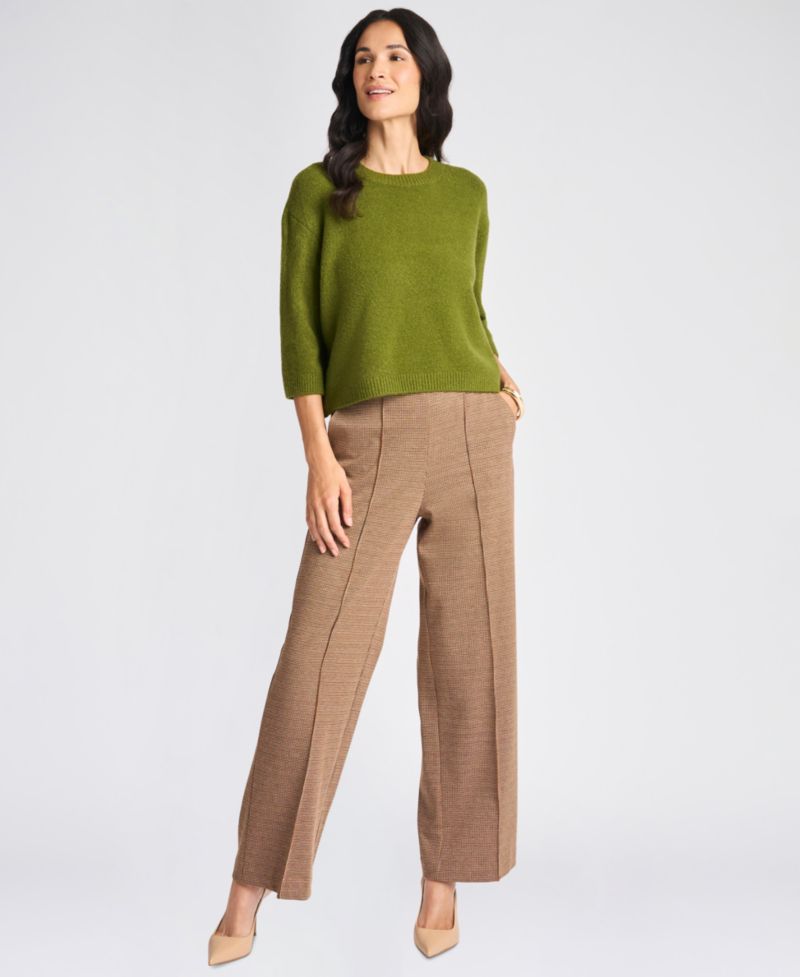 Women's 3/4-Sleeve Crewneck Pullover Sweater