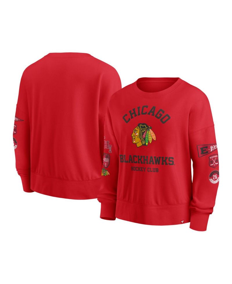 Women's Red Chicago Blackhawks Go Team Pullover Sweatshirt