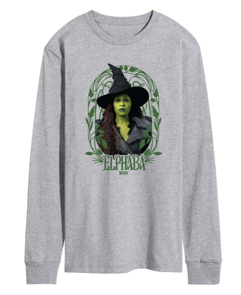 Men's Wicked Part 2 Art Noveau Frame Elphaba Graphic Printed Long-Sleeve T-Shirt