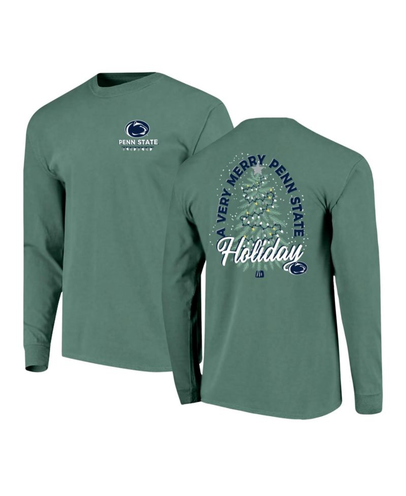 Men's Green Penn State Nittany Lions Comfort Colors Merry Christmas Tree Long Sleeve T-Shirt