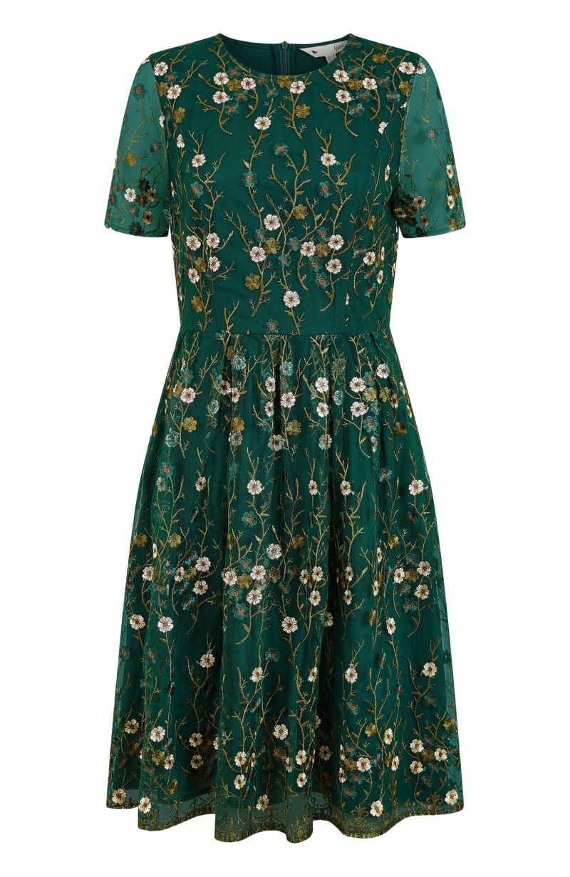 Women's Embroidered Floral Skater Dress