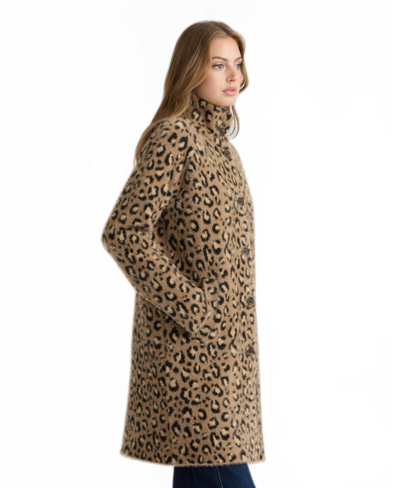 Women's Eyelash Raglan Sleeve Coatigan with Stand Collar