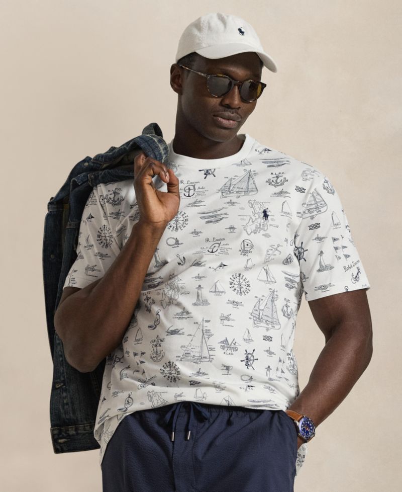 Men's Big & Tall Classic-Fit Nautical Print Jersey T-Shirt