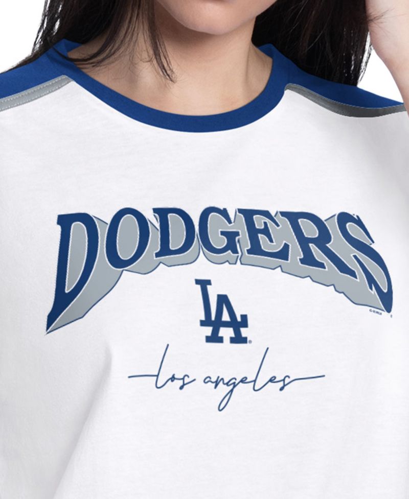 Women's White Los Angeles Dodgers First Lane Fashion T-Shirt