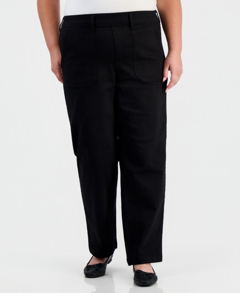 Plus Size High-Rise Pull-On Utility Jeans