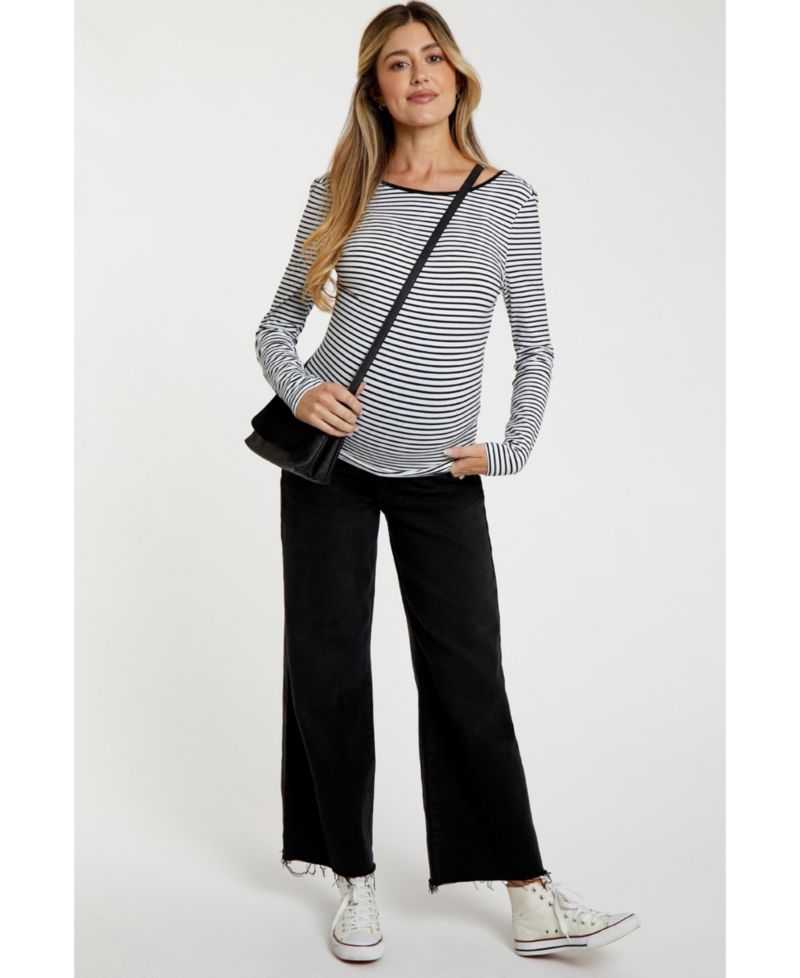 Women's Light Blue Wide Leg Raw Hem Jeans