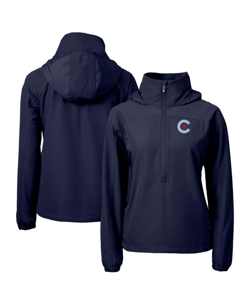 Women's Navy Chicago Cubs City Connect Charter Eco Half-Zip Anorak Jacket