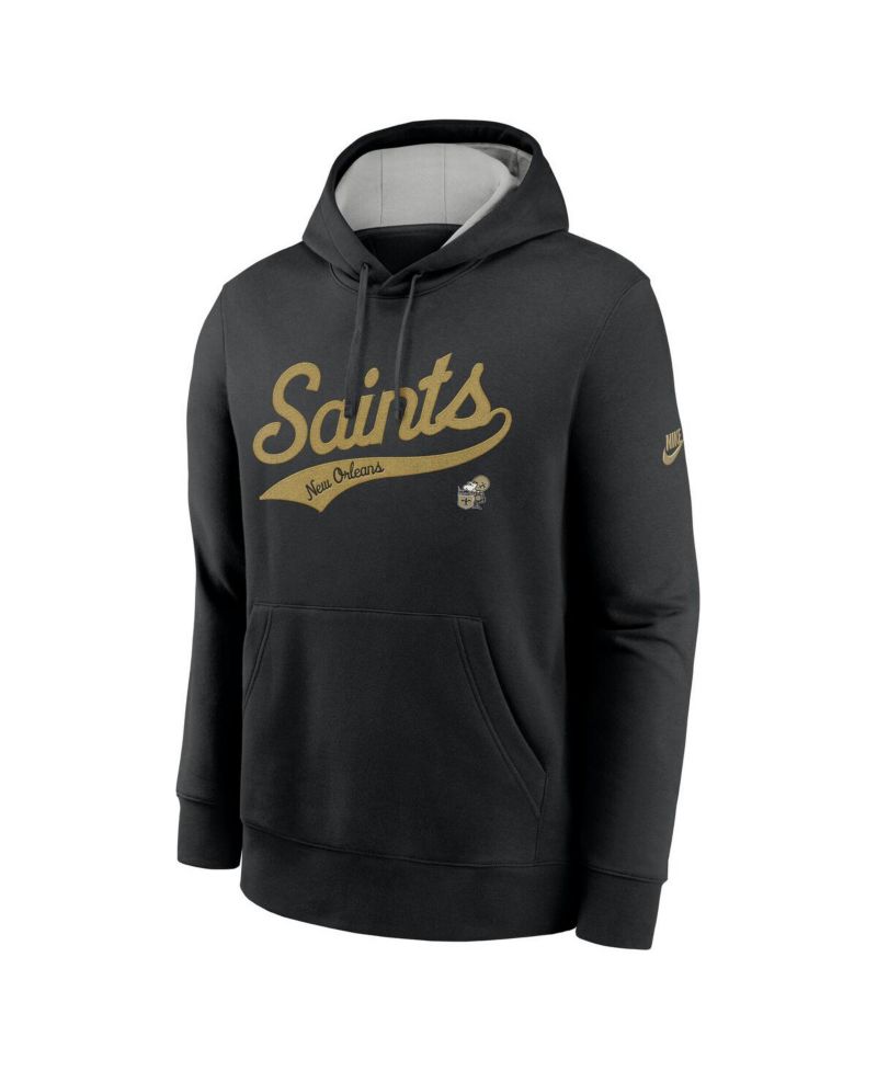 Men's Black New Orleans Saints Rewind Club Logo Pullover Hoodie