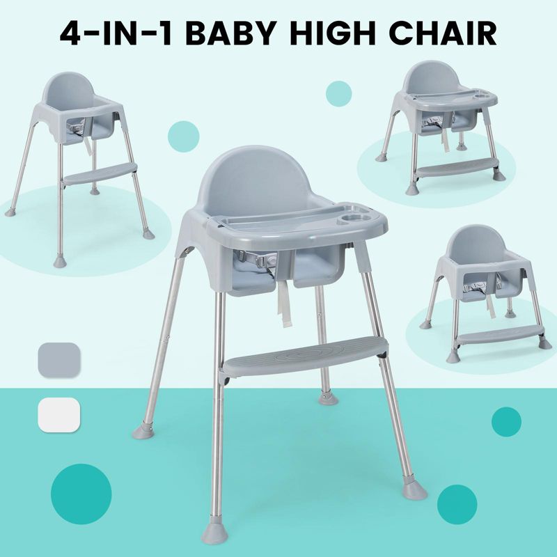 4-in-1 Convertible Baby High Chair with Removable Tray