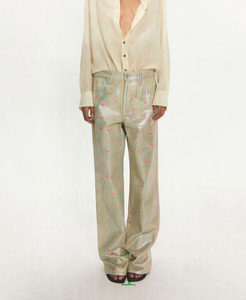 Women's Foil-Printed Straight Mid-Rise Jeans