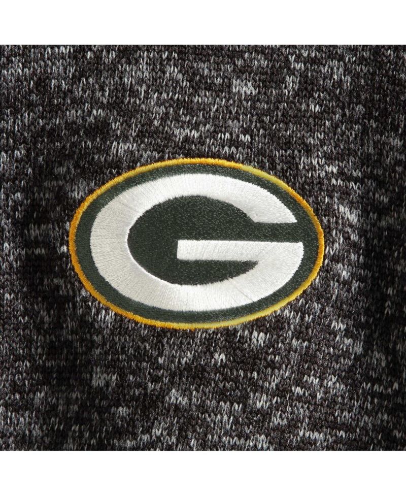 Men's Heather Black Green Bay Packers Fortune Quarter-Zip Pullover Jacket