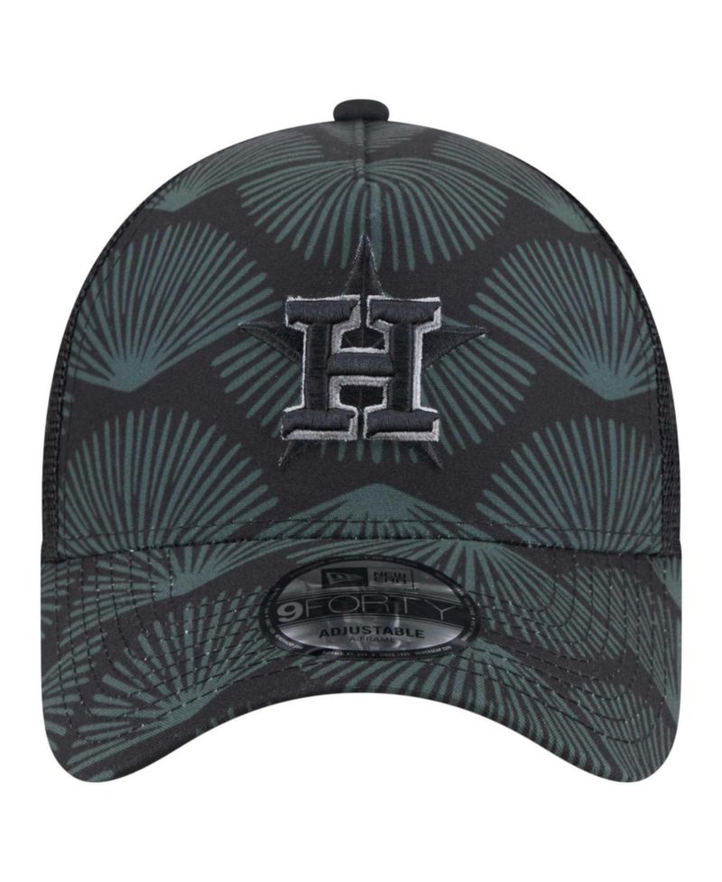 Men's Black Houston Astros 9FORTY A-Frame Trucker Adjustable Hat
