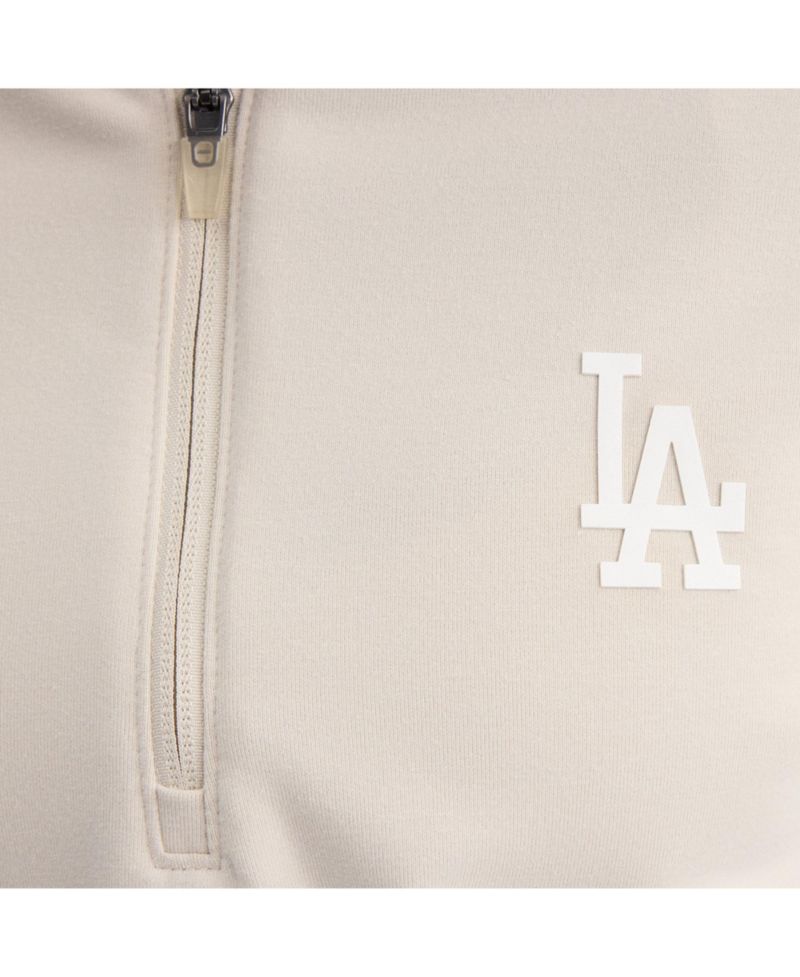 Women's Beige Los Angeles Dodgers Oversized Clutch Tri-Blend Half-Zip Pullover Sweatshirt