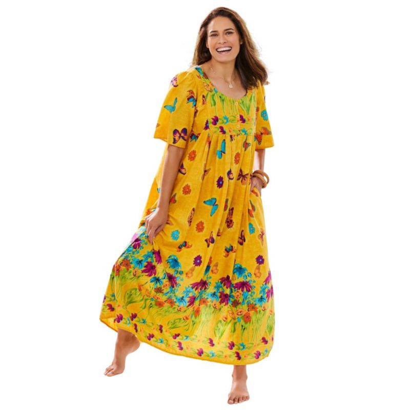 Women's Only Necessities Bib-Front Short Sleeve Maxi Lounger