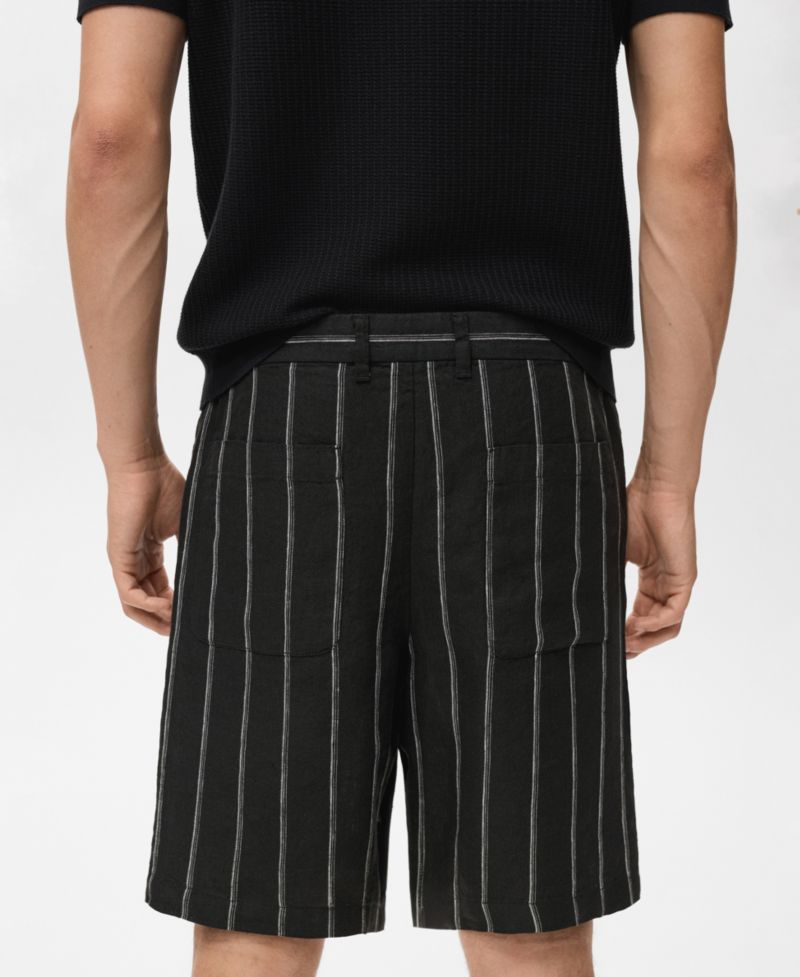 Men's Striped Linen-Blend 8.5" Bermuda Shorts