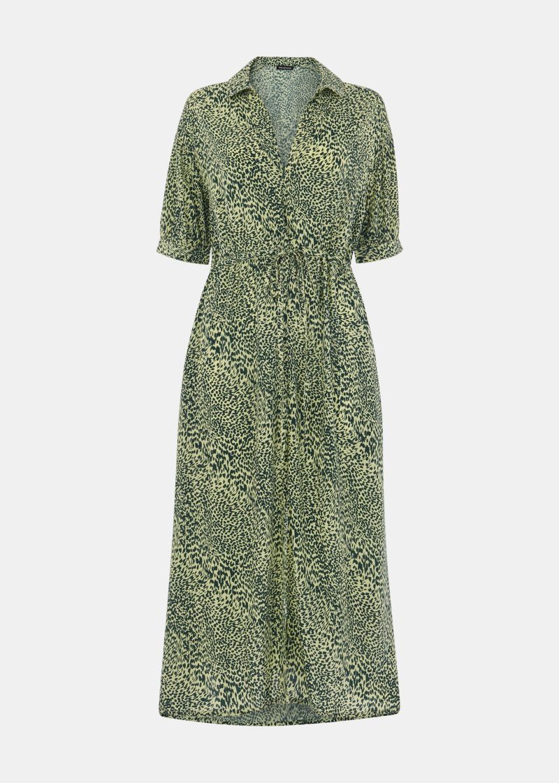 Women's Diagonal Leopard Print Midi Dress