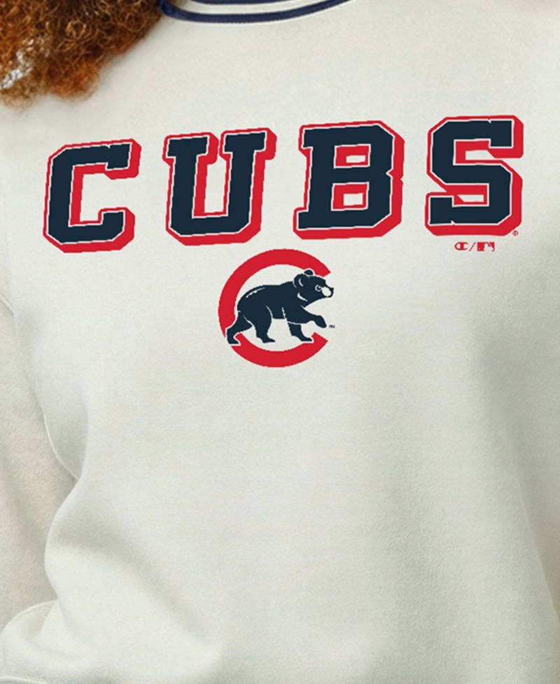 Women's Cream Chicago Cubs Reverse Weave Sweatshirt